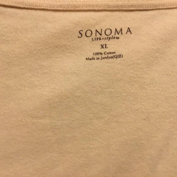 Sonoma Sequin Stud Embroidery Layered Front Butter Yellow Short Sleeve Tee VGUC - Picture 5 of 9